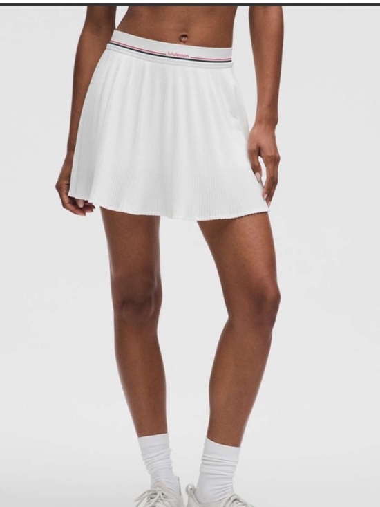 lululemon athletica Dresses & Skirts - Lululemon Logo-Waist Micro-Pleat Mid-Rise Tennis Skirt Long White size XXS